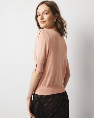 Cashmere-Blend Puff-Sleeve Sweater click to view larger image.