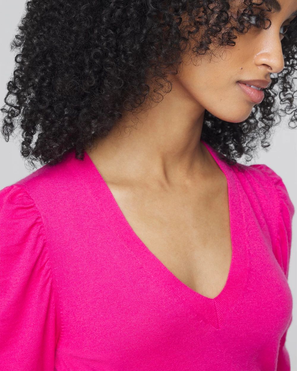 Cashmere Blend Puff Sleeve Sweater