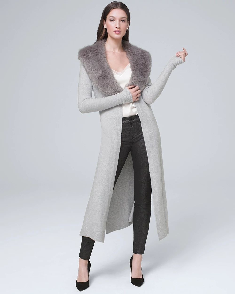 Soft Duster with Removable Faux-Fur Collar
