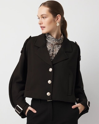 Cropped Knit Trench Jacket