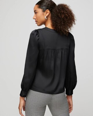 Long Sleeve Topstitch Satin Blouse click to view larger image.