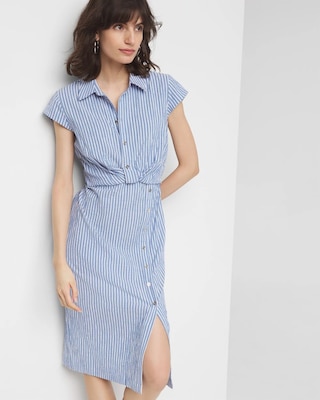 Short Sleeve Button Detail Dress click to view larger image.