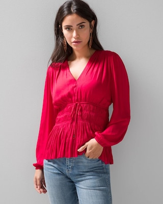 Long-Sleeve Fitted Waist Blouse