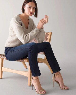 Curvy-Fit High-Rise Cashmere Denim Slim Jeans