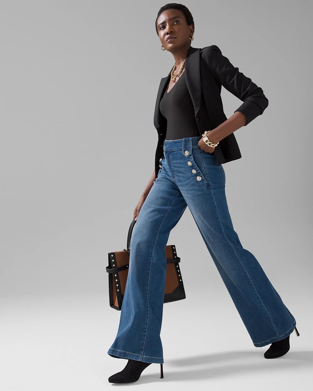 High-Rise Mariner Wide Leg Jeans