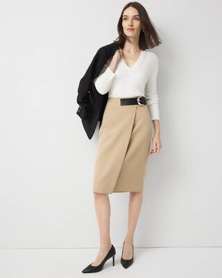 Belted Faux Wrap Skirt click to view larger image.