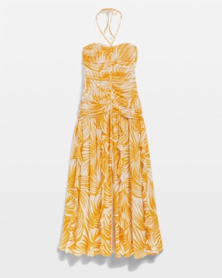 Halter Braid Ruched Maxi Dress