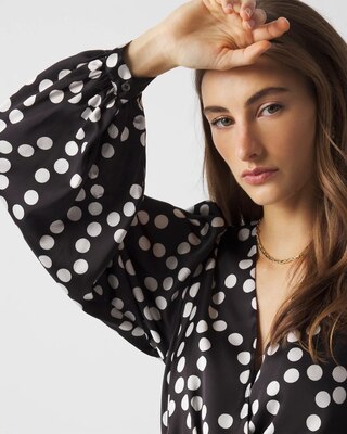 Polka Dot Faux Wrap Dress click to view larger image.