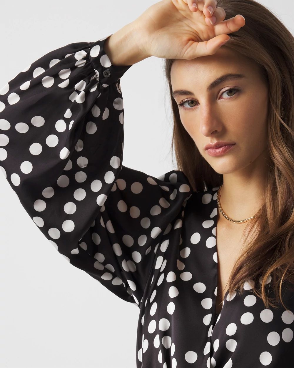 Petite Polka Dot Faux Wrap Dress