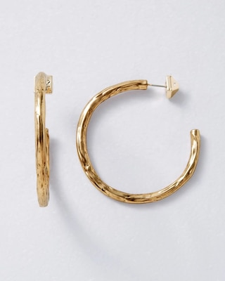 Textured Goldtone Metal Hoop Earrings click to view larger image.