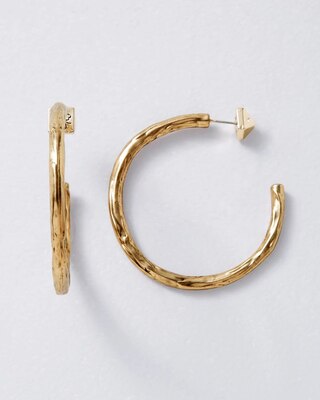 Textured Goldtone Metal Hoop Earrings