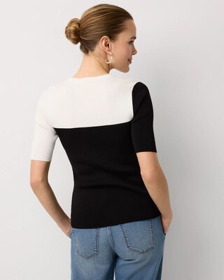 Colorblock Elbow Sleeve Pullover click to view larger image.