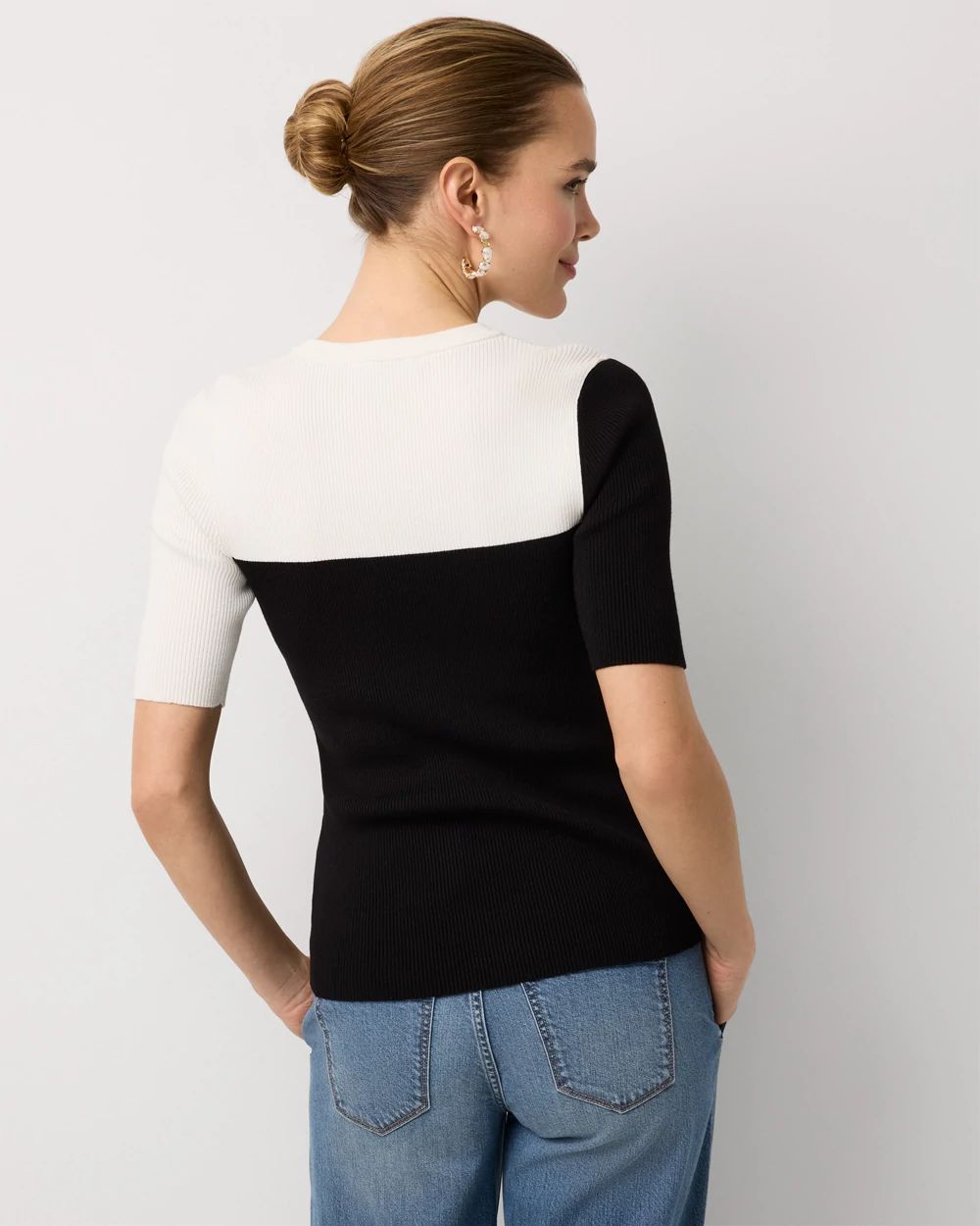 Colorblock Elbow Sleeve Pullover