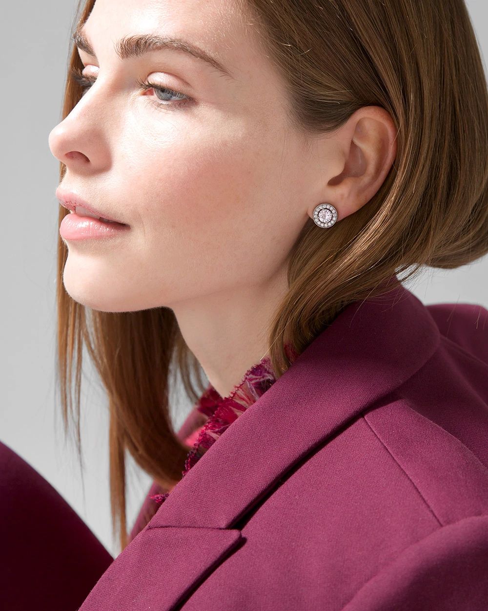 Silvertone Crystal Stud Earrings