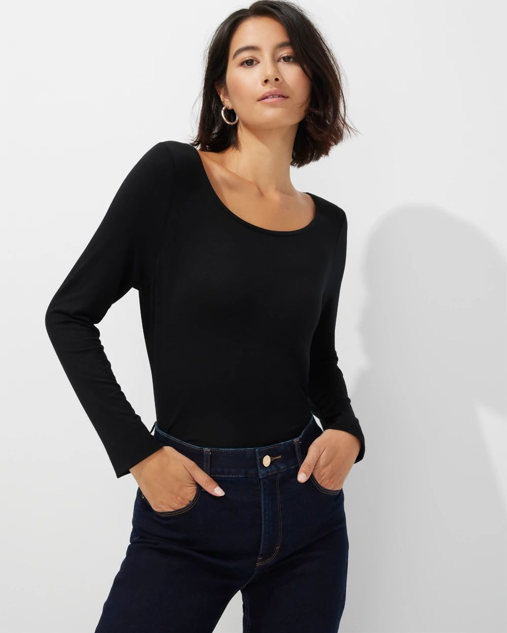Outlet WHBM Long-Sleeve Scoop-Neck Tee