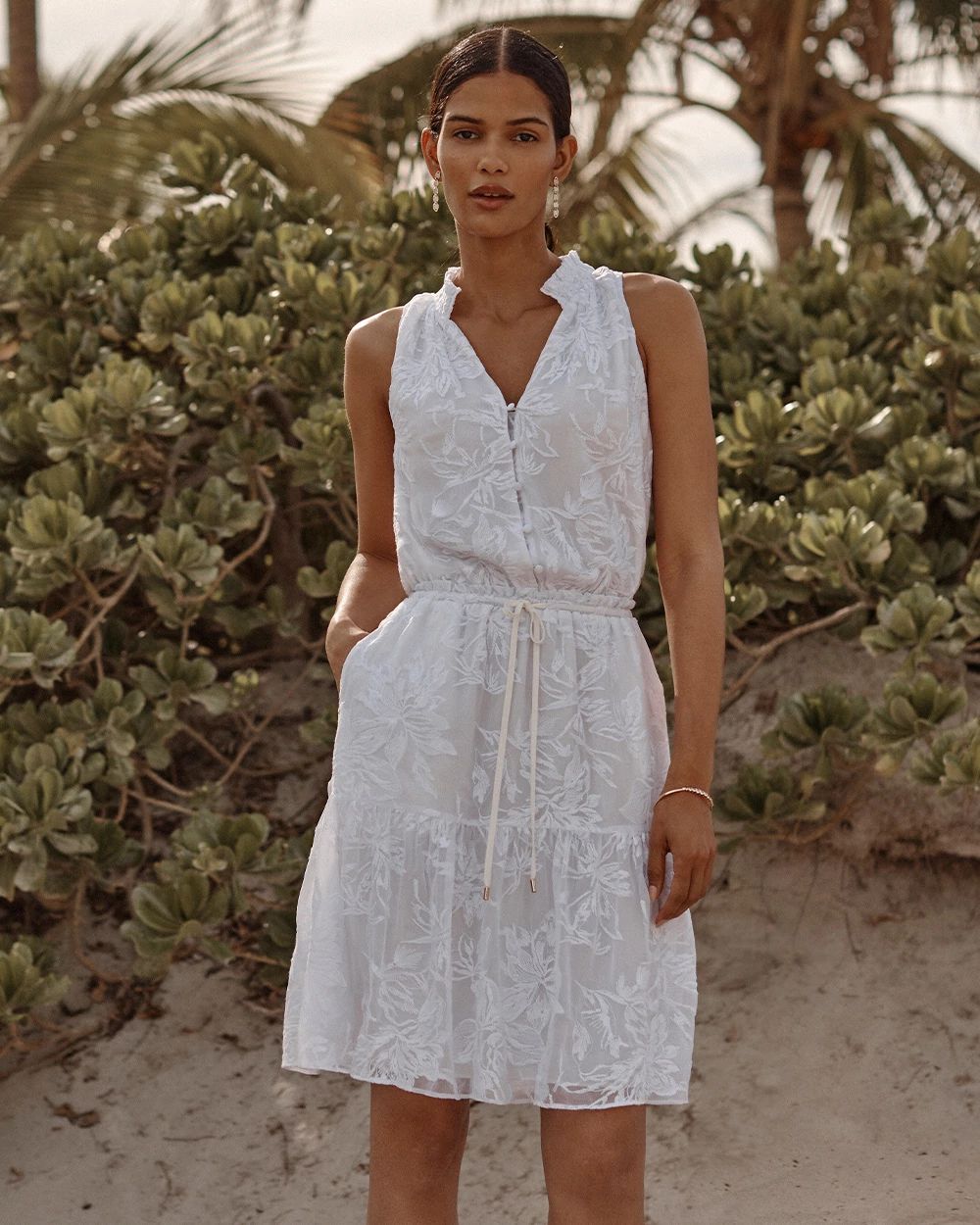 Lace Blouson Halter Dress White House Black Market