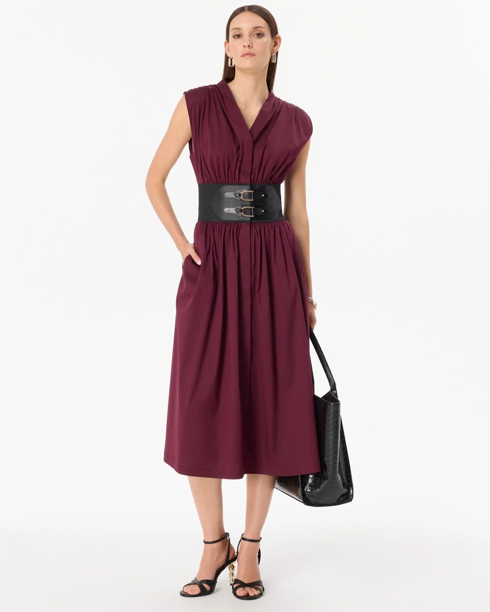 Belted Midi Dress click to view larger image.