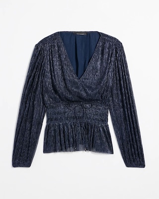 Metallic V-Neck Peplum Top
