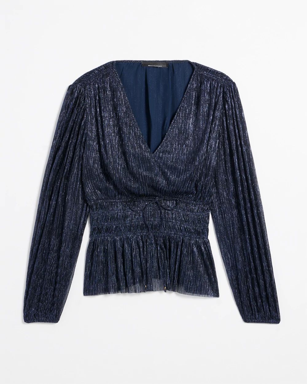 Metallic V-Neck Peplum Top
