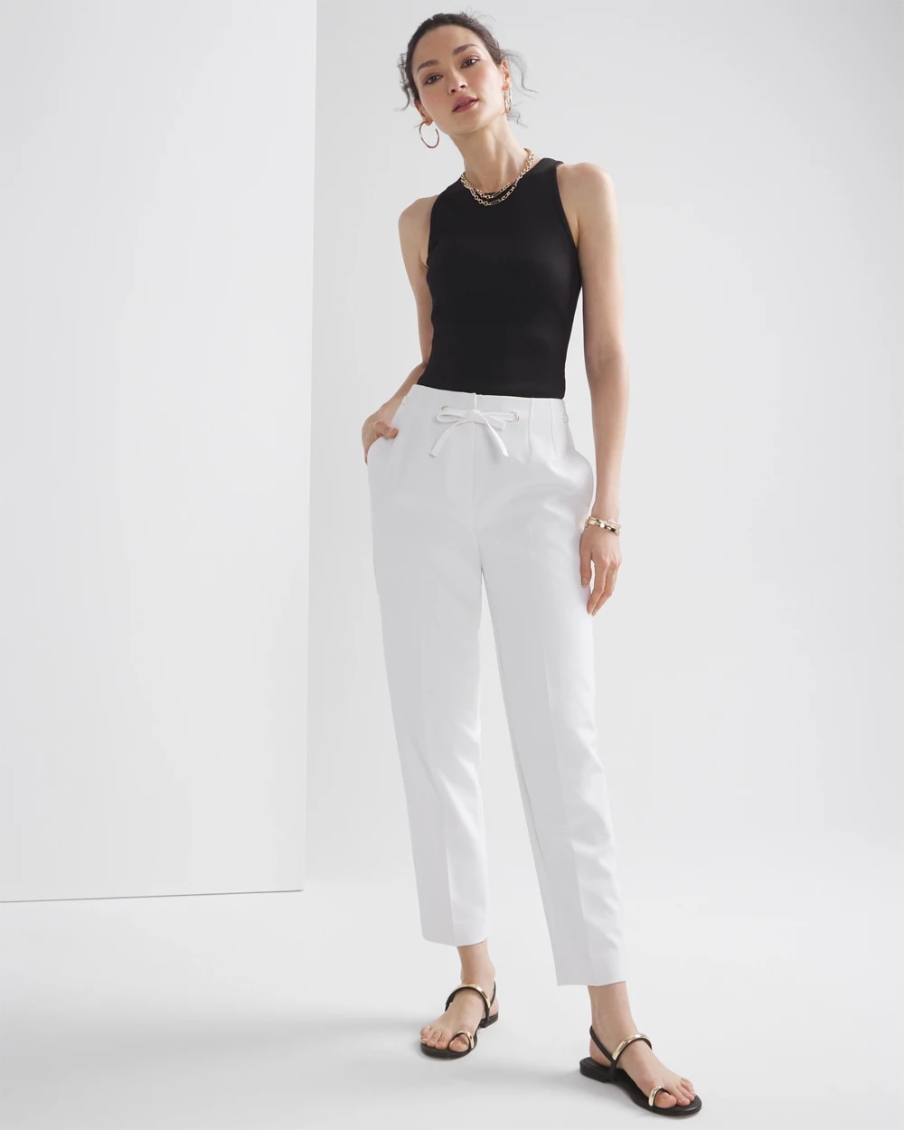 Grommet Tapered Ankle Pants