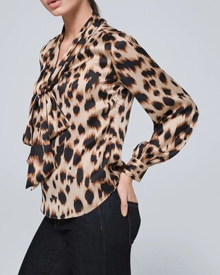 Leopard-Print Bow Blouse