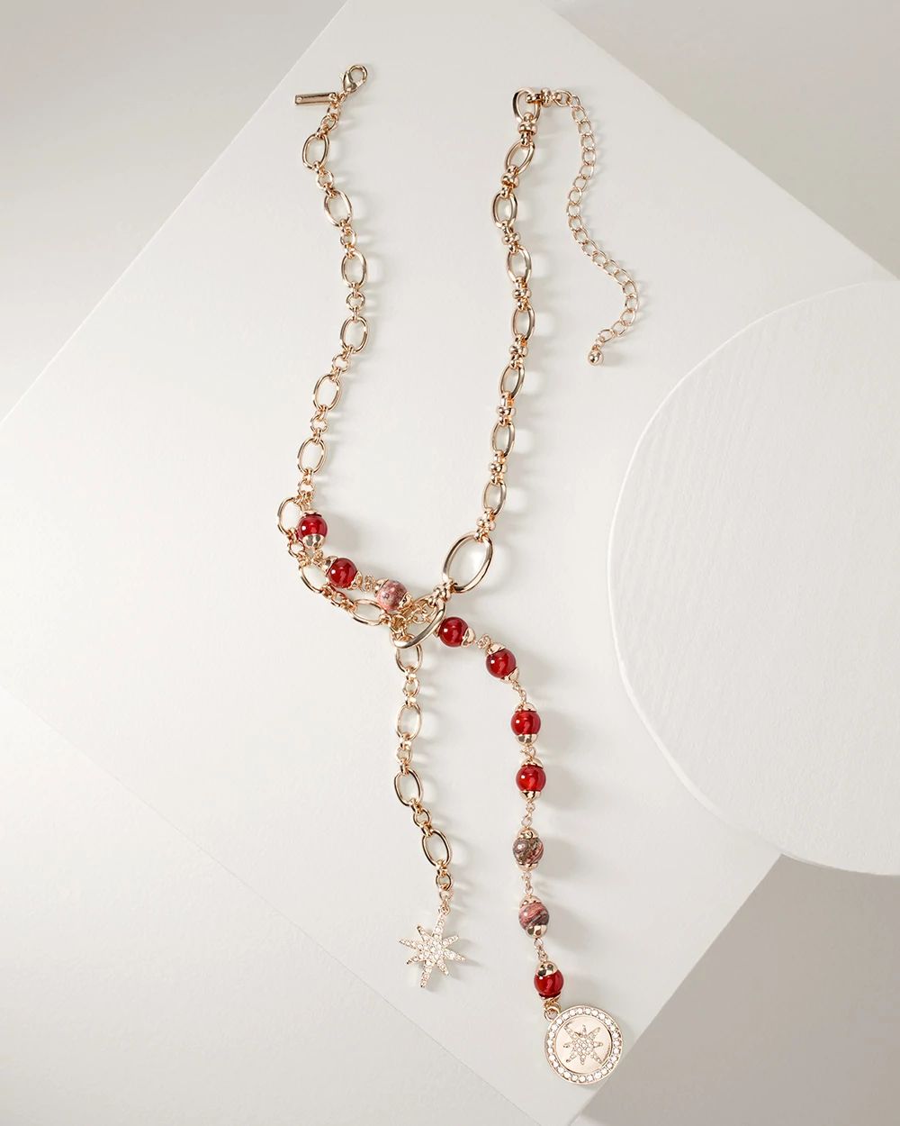 Goldtone Mixed Stone and Star Y-Necklace