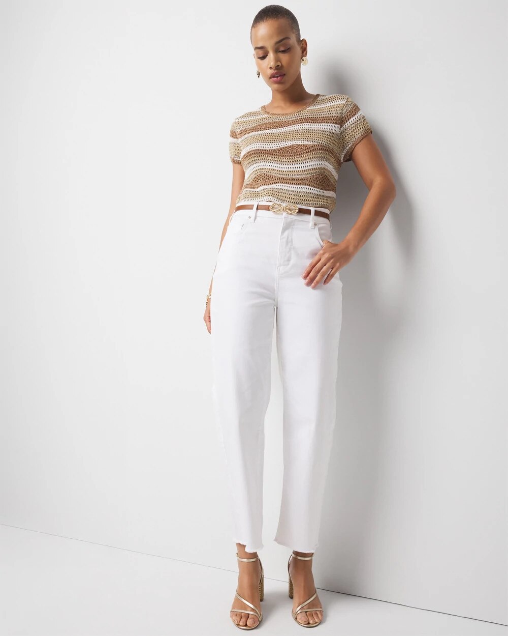 Metallic Stripe Sweater Tee - image 2