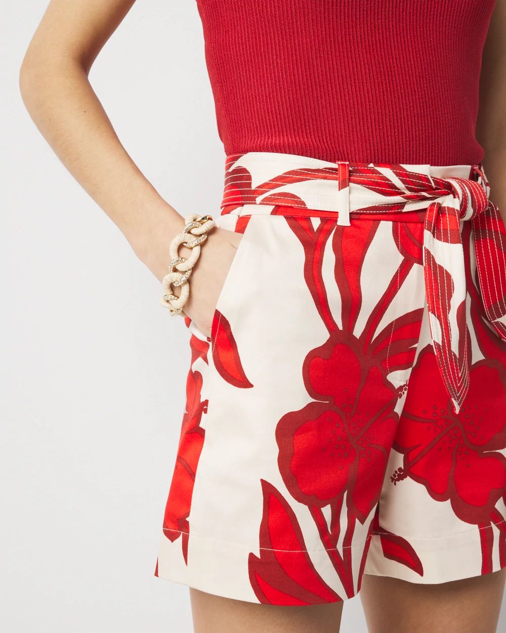 High-Rise Floral Satin Short