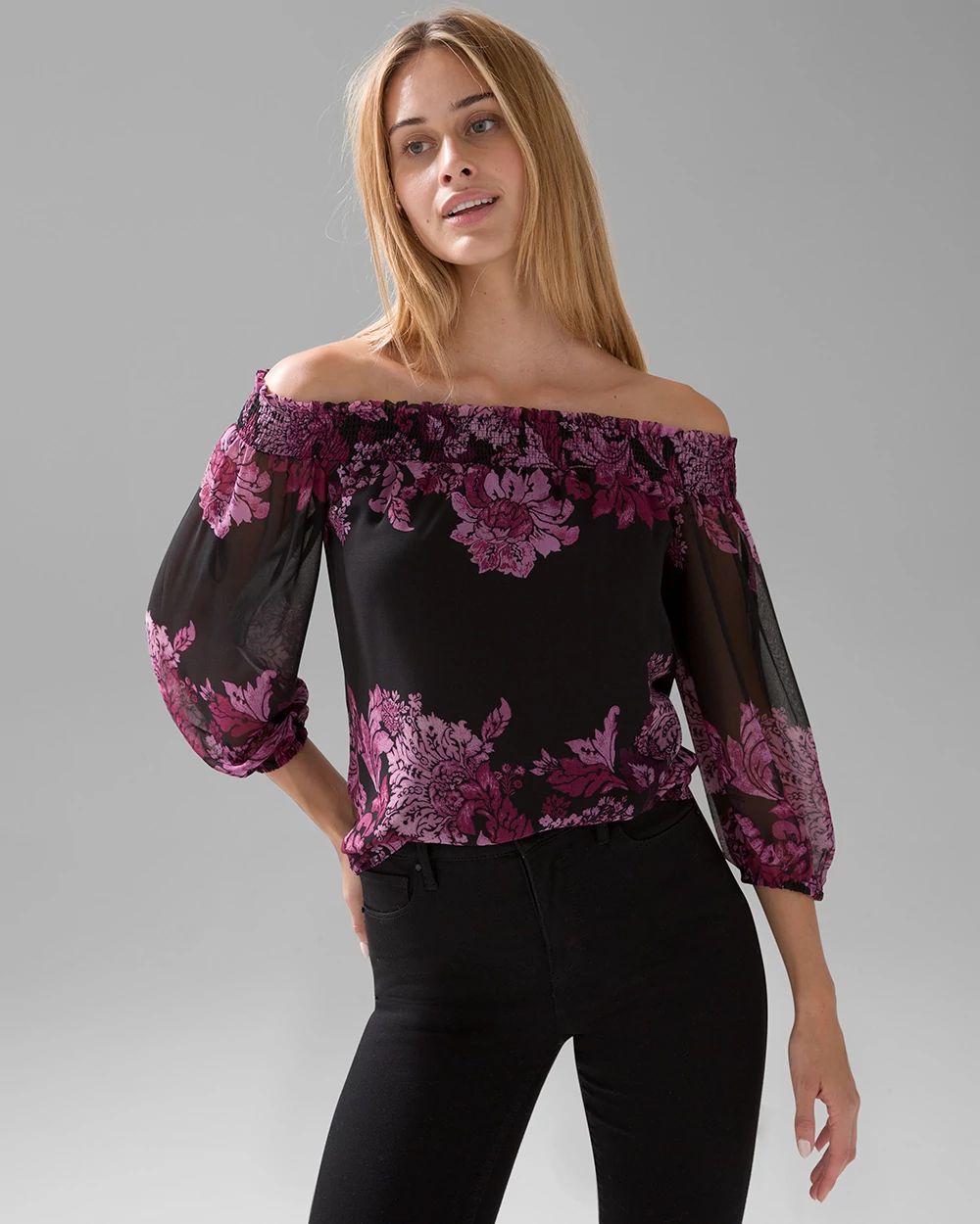 White house black market off the shoulder top top