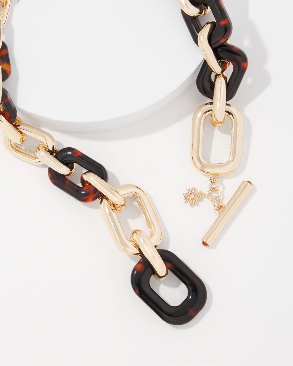 Gold and Tortoiseshell Link Toggle Necklace click to view larger image.