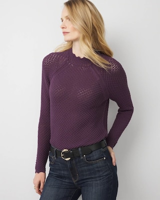 Pointelle Pullover Sweater