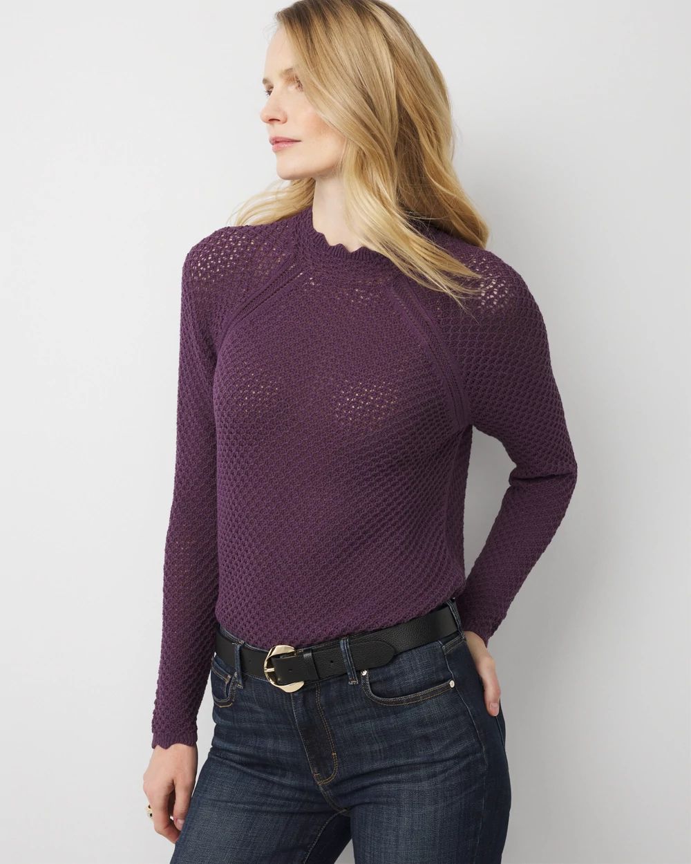 Pointelle Pullover Sweater