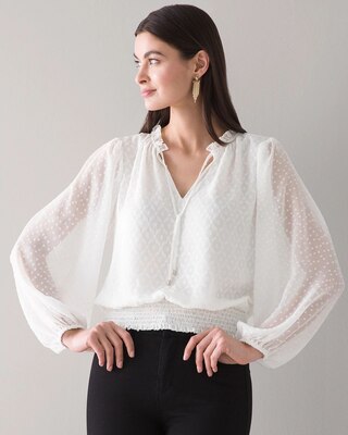 Long Sleeve Smocked Blouse