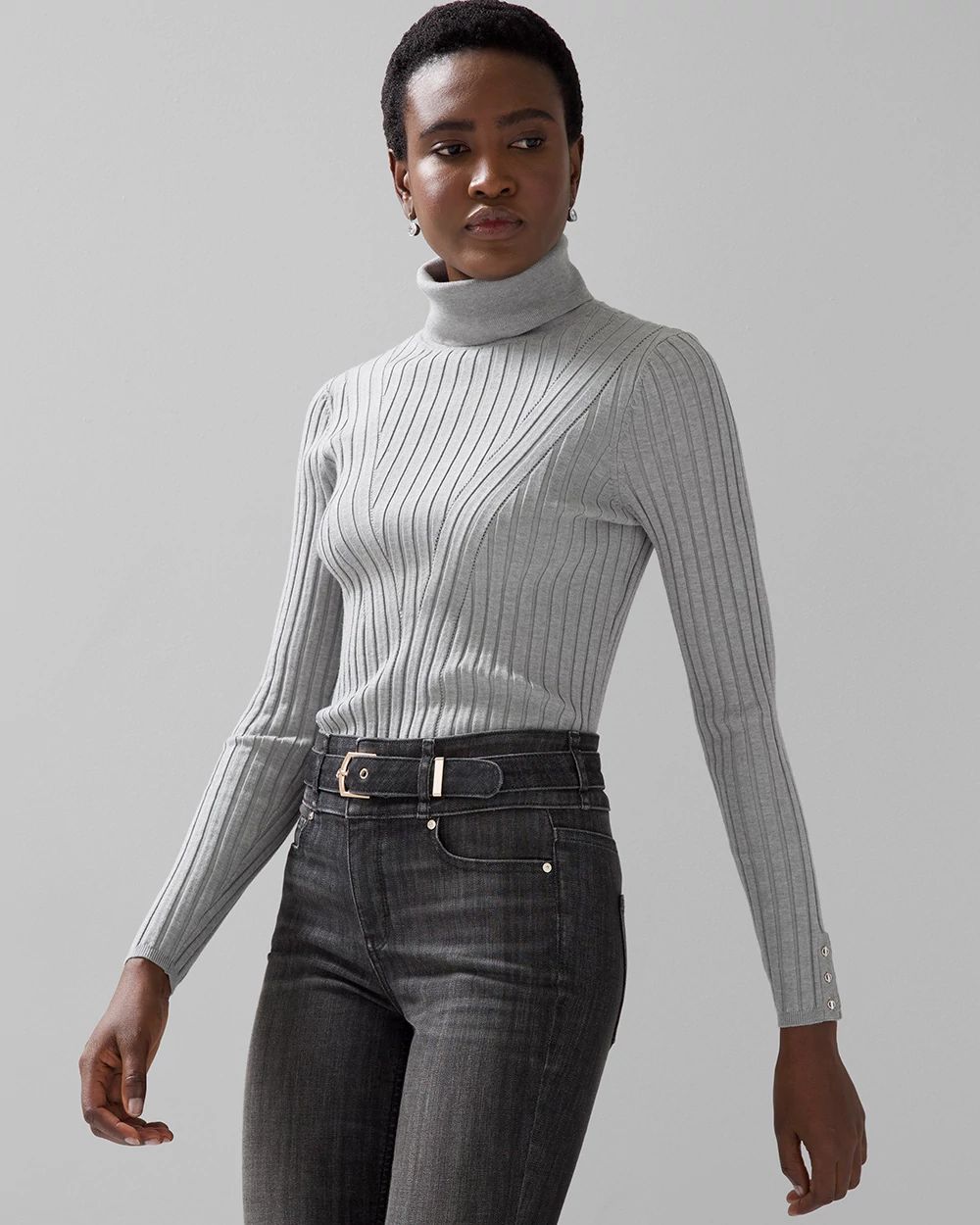 Long sleeve ribbed turtleneck top