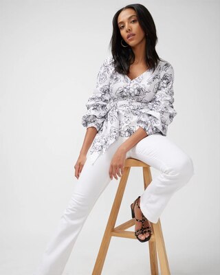 Drama-Sleeve Poplin Shirt