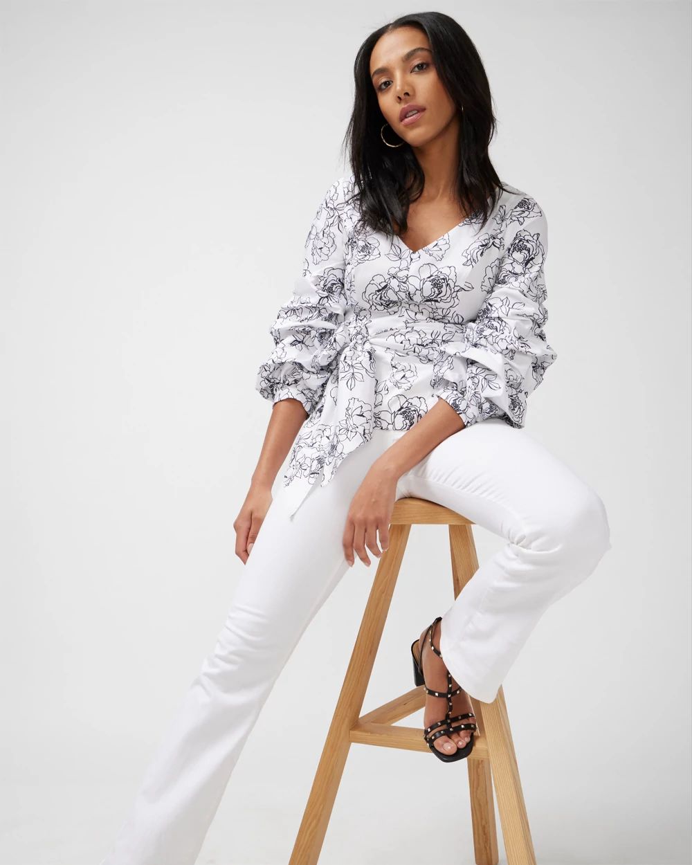 Drama-Sleeve Poplin Shirt