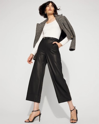 Faux Leather Wide Leg Crop click to view larger image.