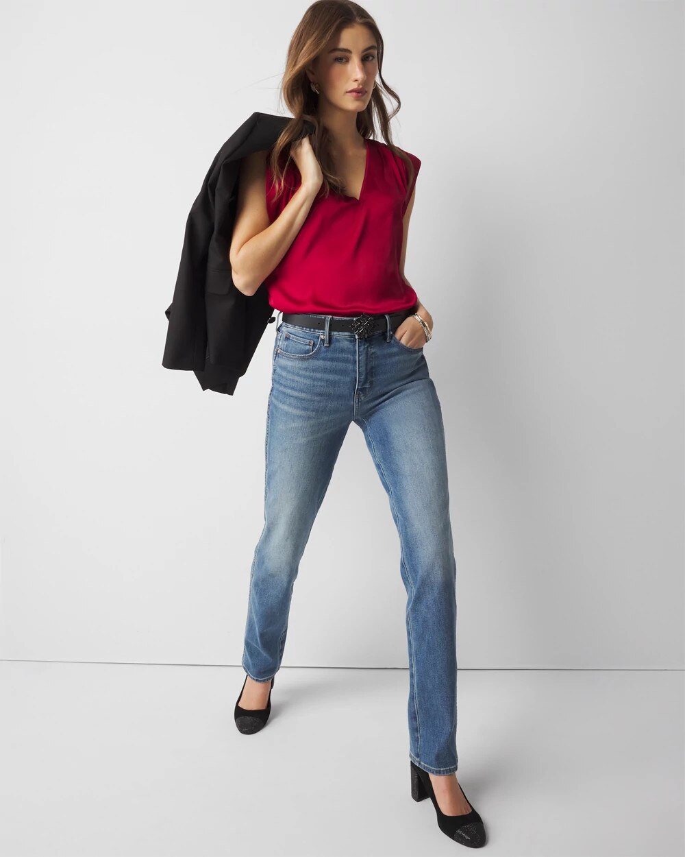 V-neck Ruched Shoulder Shell Top - image 2