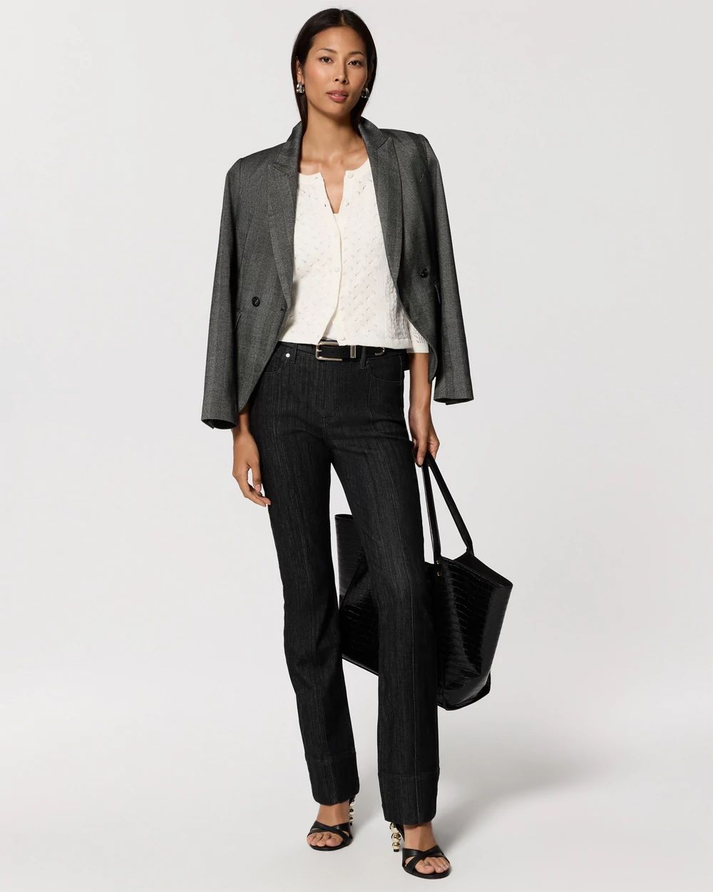 Petite Front Seam High-Rise Bootcut Jeans click to view larger image.