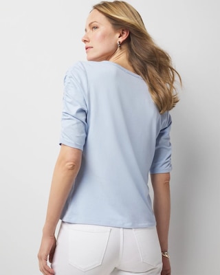 Ruched-Sleeve Scoop Neck Top click to view larger image.