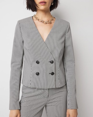 Petite Double-Breasted Gingham Jacket click to view larger image.