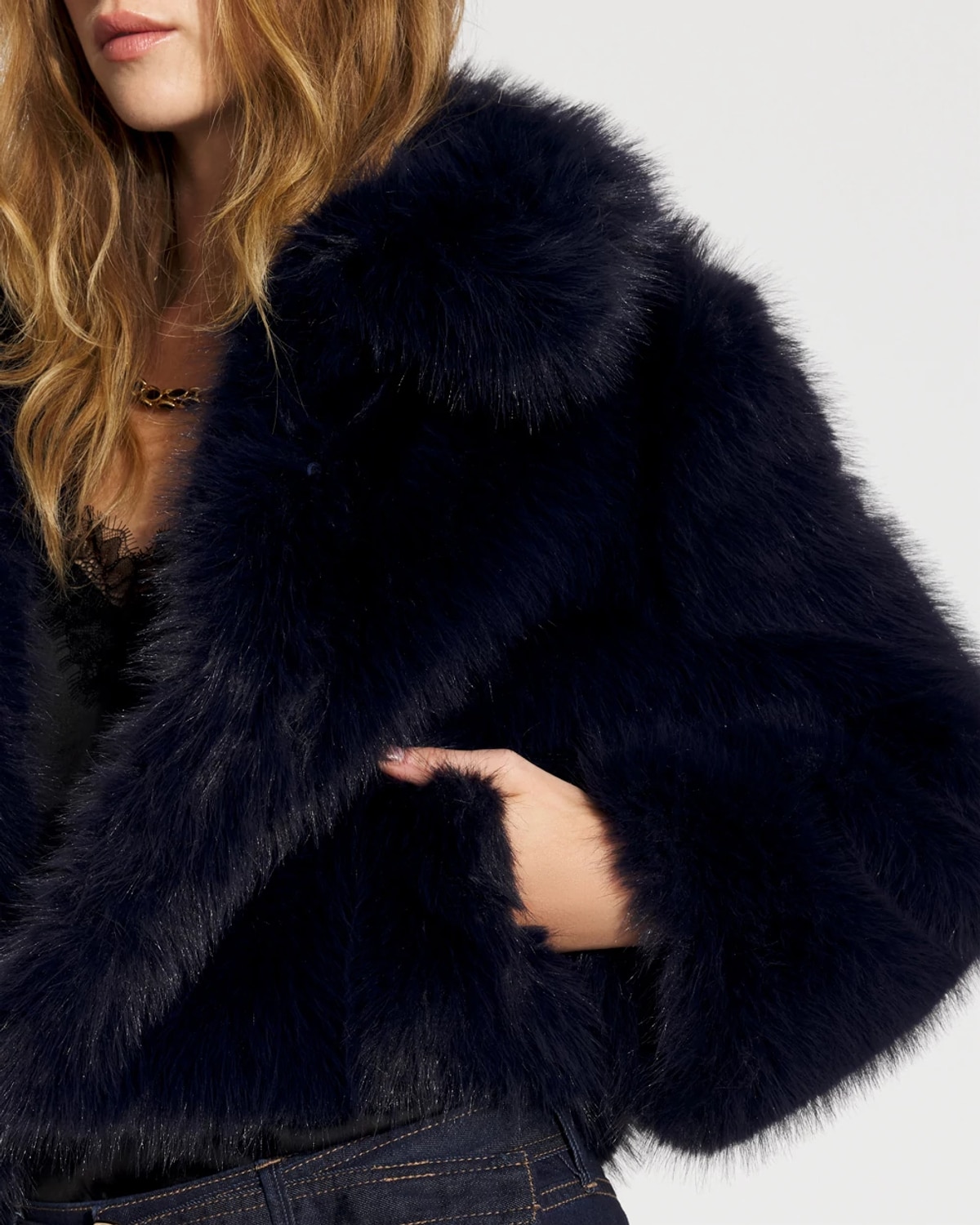 White House Black Market Faux Fur Coat In Black