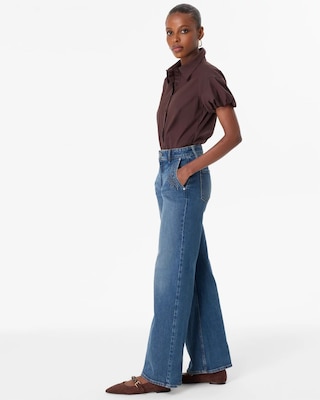 Embossed High-Rise Wide-Leg Jean click to view larger image.
