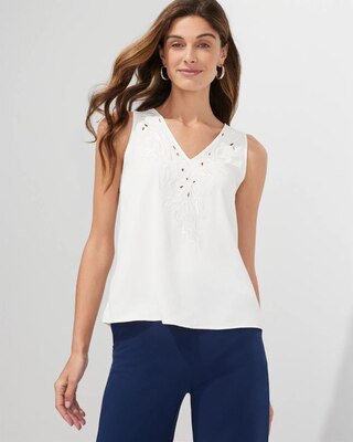 Outlet WHBM Embroidered Cutout V-Tank Top