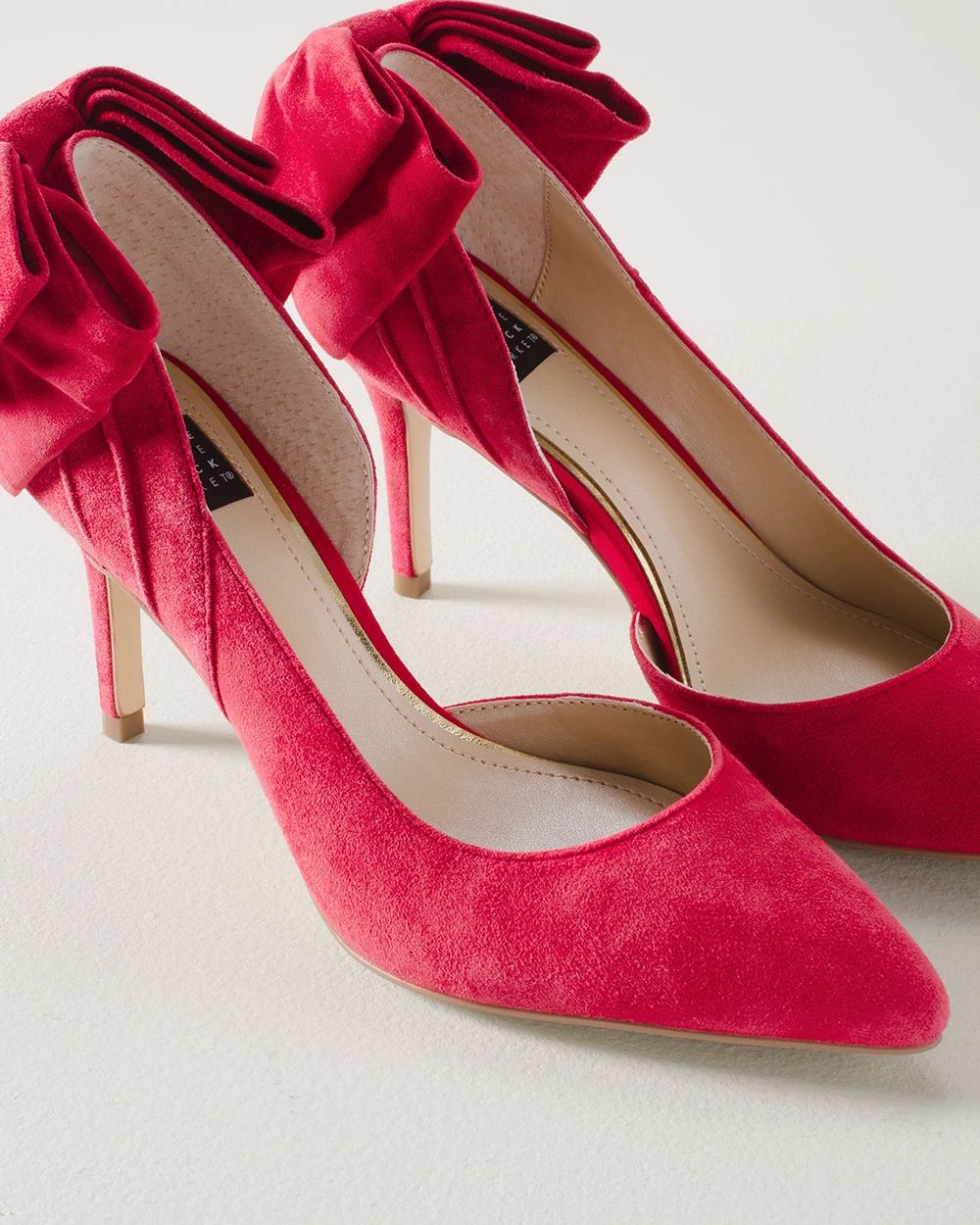 Red Suede Bow Back Pumps click to view larger image.