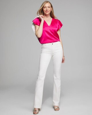 Outlet WHBM Satin Flounce Sleeve Top