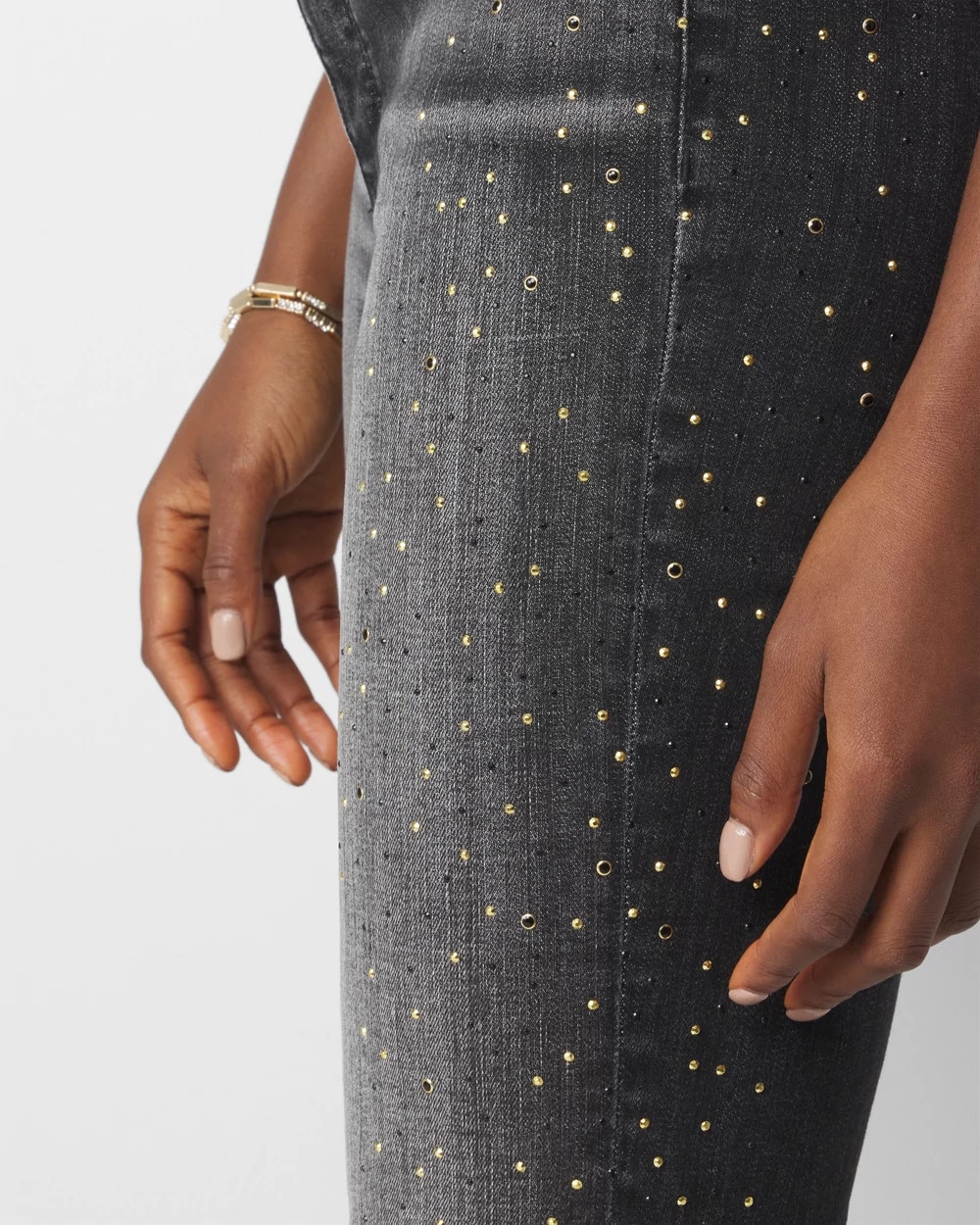 High-Rise Embellished Slim Ankle Jeans