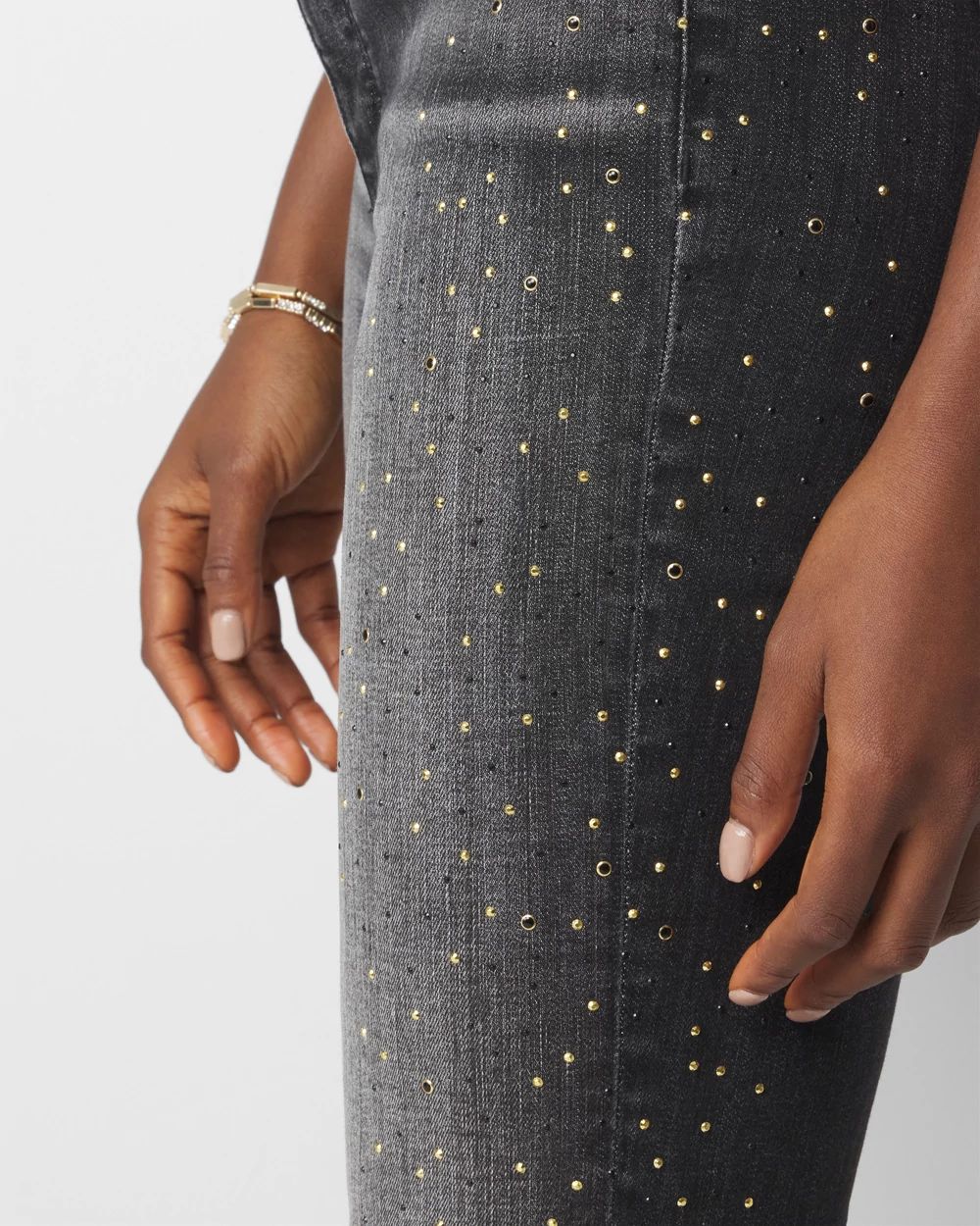 High-Rise Embellished Slim Ankle Jeans click to view larger image.