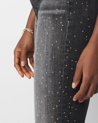 High-Rise Embellished Slim Ankle Jeans click to view larger image.
