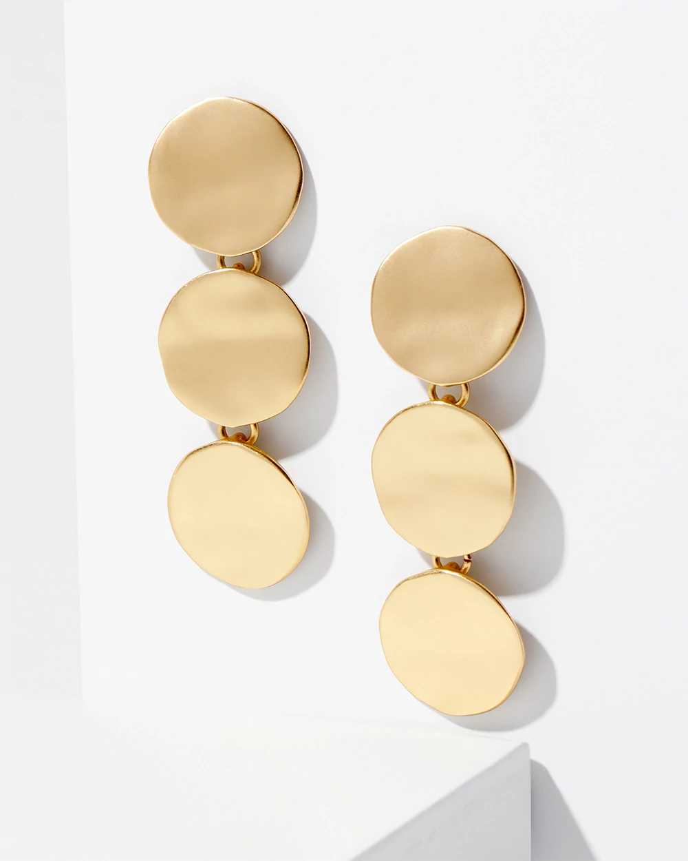 Goldtone Wavy Disc Linear Earrings click to view larger image.
